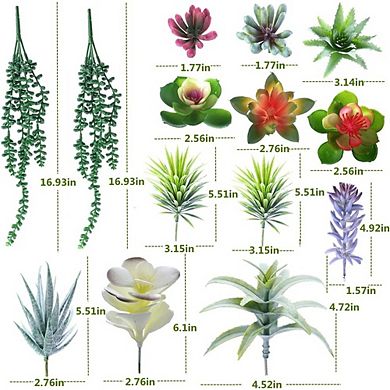 Artificial Succulents Set, Faux Hanging & Cactus Plants for Home Decor