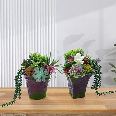 Artificial Succulents Set, Faux Hanging & Cactus Plants for Home Decor