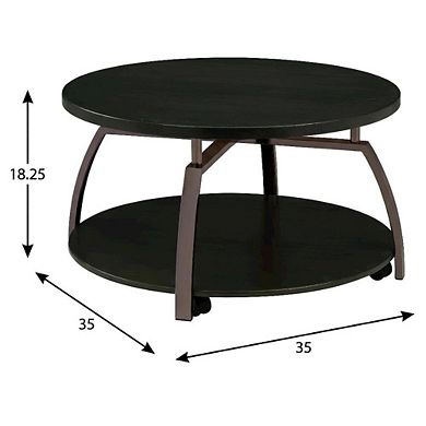 FurniFact Round Dark Grey Coffee Table with Engineered Wood Top and Contemporary Design