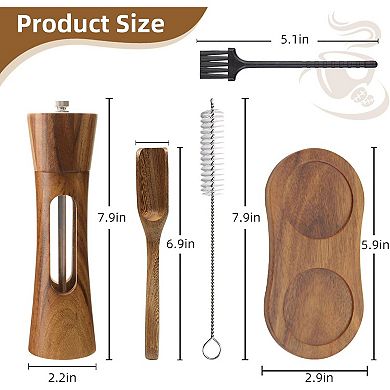 Wooden Salt Pepper Grinder Set 2 Pack 8 Inch Refillable with Window