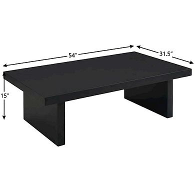 FurniFact Rectangular Black Engineered Laminate Coffee Table with Contemporary Design