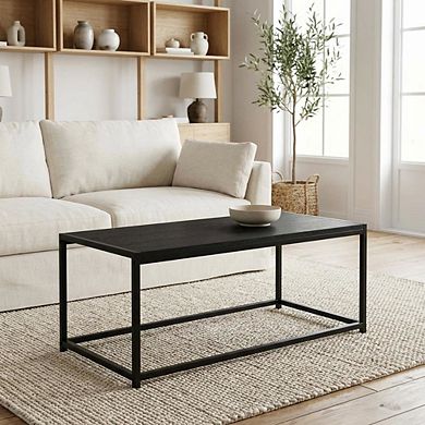 FurniFact Modern Coffee Table with Storage Shelf and Compact Design