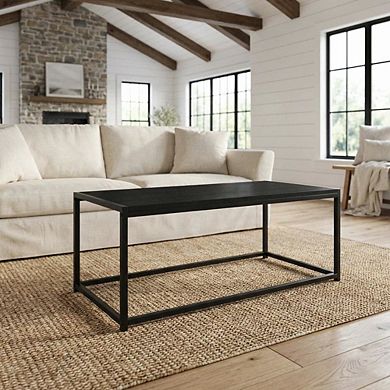 FurniFact Modern Coffee Table with Storage Shelf and Compact Design