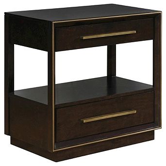 FurniFact Contemporary Brown Nightstand with Smoked Peppercorn Finish for Bedroom