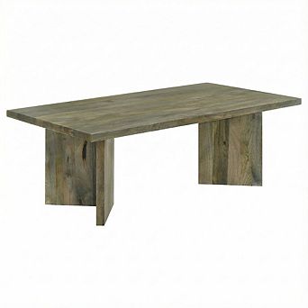 FurniFact Rectangular Mango Brown Solid Wood Coffee Table Farmhouse Style