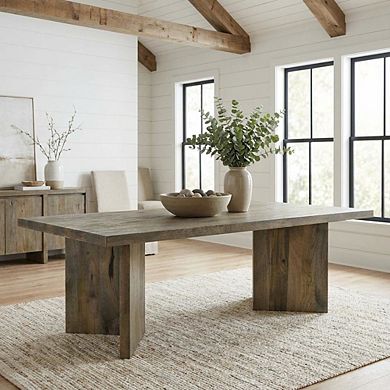 FurniFact Rectangular Mango Brown Solid Wood Coffee Table Farmhouse Style