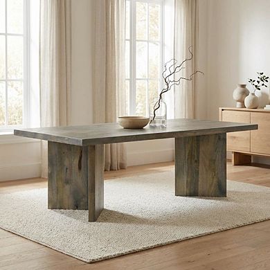 FurniFact Rectangular Mango Brown Solid Wood Coffee Table Farmhouse Style
