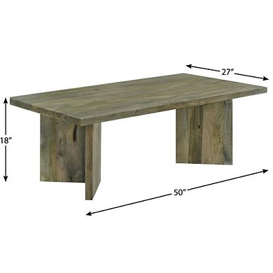 FurniFact Rectangular Mango Brown Solid Wood Coffee Table Farmhouse Style