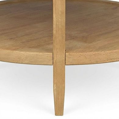 FurniFact Round Maple Brown Solid Wood Coffee Table with Transitional Style