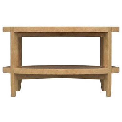 FurniFact Round Maple Brown Solid Wood Coffee Table with Transitional Style