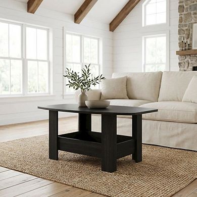 FurniFact Coffee Table with Storage Compartment and Simple Design for Living Room