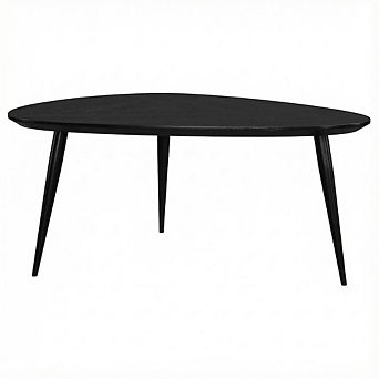 FurniFact Black Triangular Solid Wood Coffee Table Mid-Century Modern Design