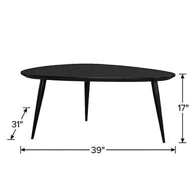 FurniFact Black Triangular Solid Wood Coffee Table Mid-Century Modern Design