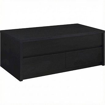 FurniFact Lift Top Coffee Table Black with Dual Drawers Rectangular Contemporary Design
