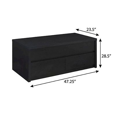 FurniFact Lift Top Coffee Table Black with Dual Drawers Rectangular Contemporary Design
