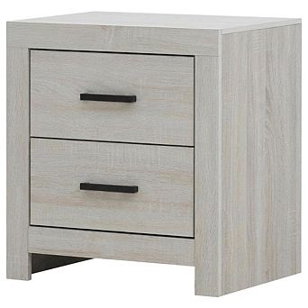 FurniFact Coastal White Nightstand with 2 Drawers and Farmhouse Style