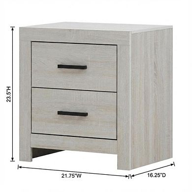 FurniFact Coastal White Nightstand with 2 Drawers and Farmhouse Style