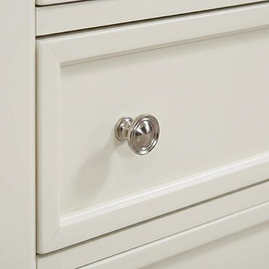 FurniFact Cream White Bedroom Nightstand with 3 Drawers and Coastal Style