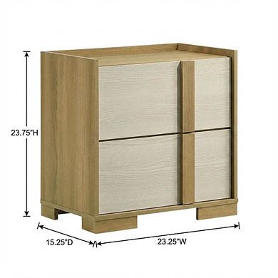 FurniFact Bedroom Nightstand with 2 Drawers in Finishing for Bedroom Storage