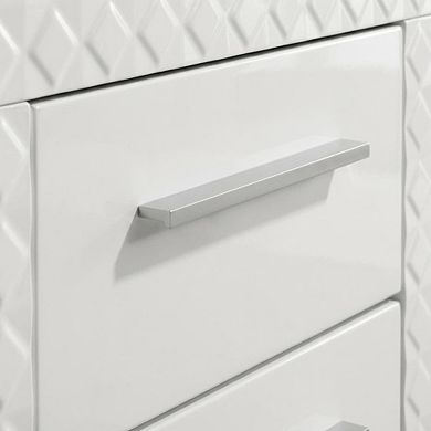 FurniFact White Nightstand with Chrome Finish and Contemporary Style