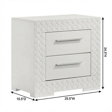 FurniFact White Nightstand with Chrome Finish and Contemporary Style
