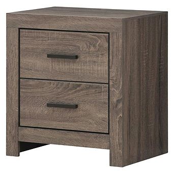 FurniFact Dark Bronze Matte Nightstand in Farmhouse Style with 2 Drawers