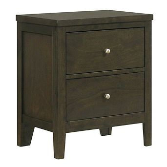 FurniFact Dark Cocoa Nightstand with Transitional Style and Brushed Nickel Finish