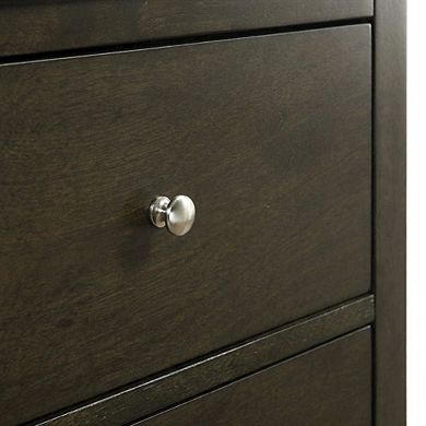 FurniFact Dark Cocoa Nightstand with Transitional Style and Brushed Nickel Finish
