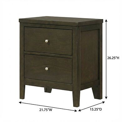 FurniFact Dark Cocoa Nightstand with Transitional Style and Brushed Nickel Finish