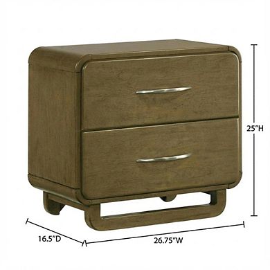FurniFact Nutmeg Bedroom Nightstand with 2 Drawers and Transitional Style