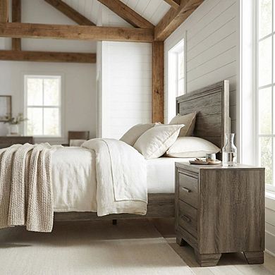 FurniFact Brown Nightstand with 2 Drawers and Transitional Design