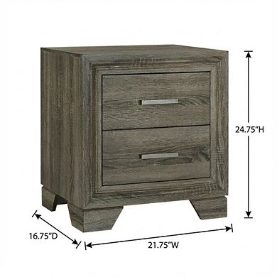 FurniFact Brown Nightstand with 2 Drawers and Transitional Design