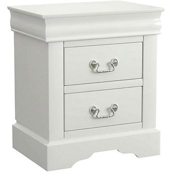 Bedroom Nightstand with Traditional Design and Brushed Nickel Accents