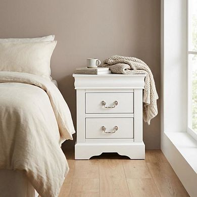 Bedroom Nightstand with Traditional Design and Brushed Nickel Accents
