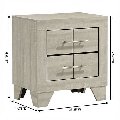 FurniFact Rustic Cream Nightstand with 2 Drawers and Contemporary Style
