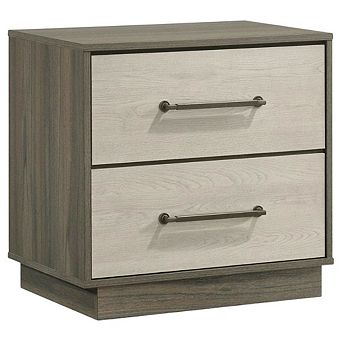 FurniFact Grey Nightstand with Modern Design and Antique Nickel Finish