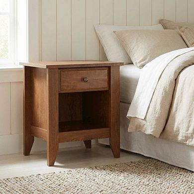 Starlight Canyon Home Oiled Oak Finish Night Stand with Coastal Cottage Style and Square Shape