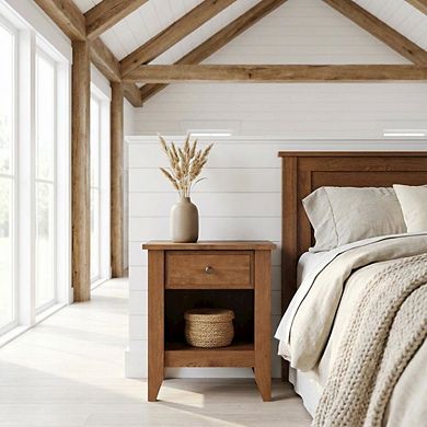 Starlight Canyon Home Oiled Oak Finish Night Stand with Coastal Cottage Style and Square Shape