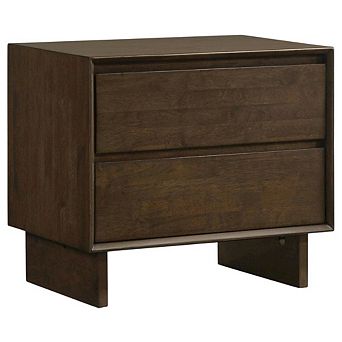 FurniFact Warm Brown 2-Drawer Nightstand with Transitional Style and Classic Finish
