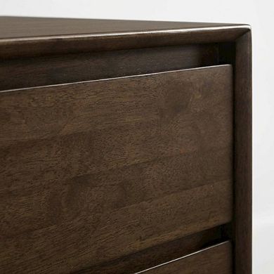 FurniFact Warm Brown 2-Drawer Nightstand with Transitional Style and Classic Finish