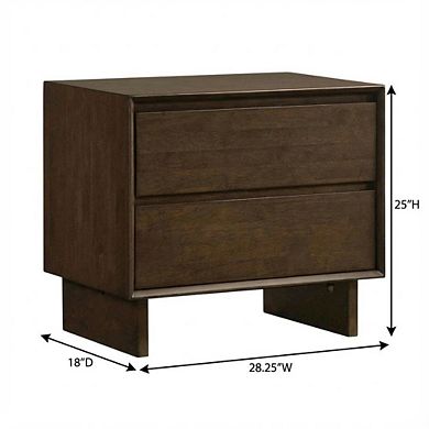 FurniFact Warm Brown 2-Drawer Nightstand with Transitional Style and Classic Finish