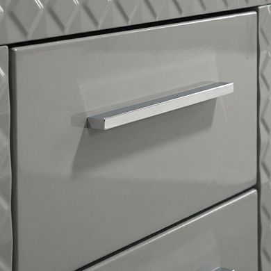 FurniFact Grey High Gloss Nightstand with Modern Design Bedside Table