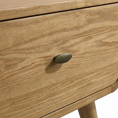FurniFact Light Ash 2-Drawer Bedside Nightstand with Modern Design
