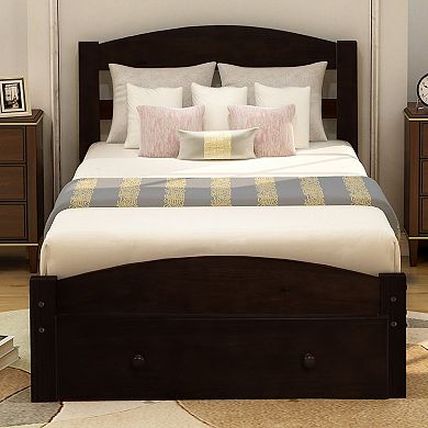 Merax Platform Twin Bed Frame with Storage Drawer and Wood Slat Support