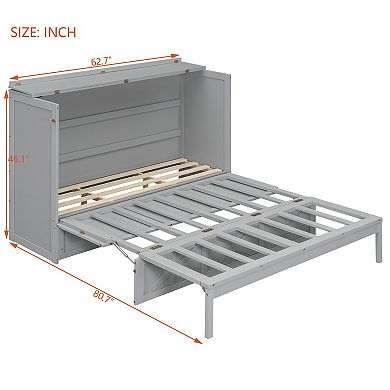 Merax Queen Size Murphy Bed with Large Drawers and USB