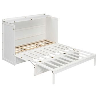 Merax Queen Size Murphy Bed with Large Drawers and USB