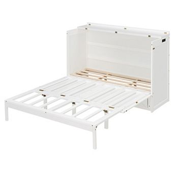 Merax Queen Size Murphy Bed Wall Bed with drawer and a set of Sockets & USB Ports