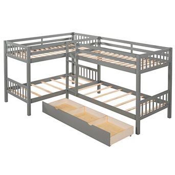 Merax Twin L Shaped Bunk bed with Drawers