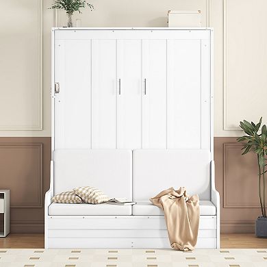 Merax Queen Size Murphy Bed Wall Bed with Cushion