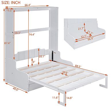 Merax Queen Size Murphy Bed Wall Bed with Cushion